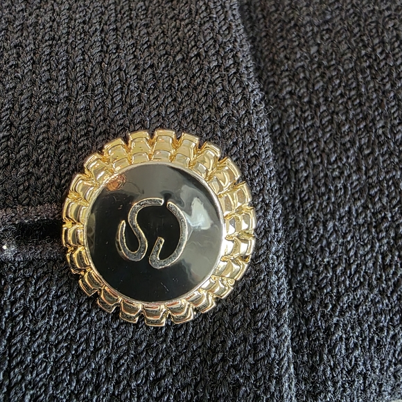 Vintage St John by Marie Gray Black Santana Knit Blazer Jacket- Size 16 - Picture 7 of 11